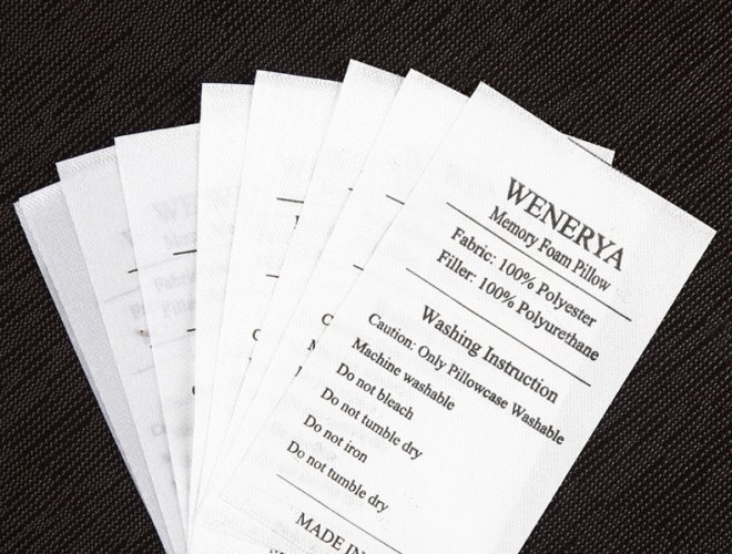 Custom white satin silk printing wash care label neck label for clothes